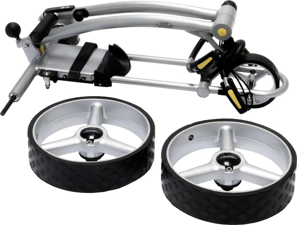 BeeGon Golf Elektro-Golftrolley GT-X300 Pro Silber mit 33Ah Blei-Akku inkl. Zubehör