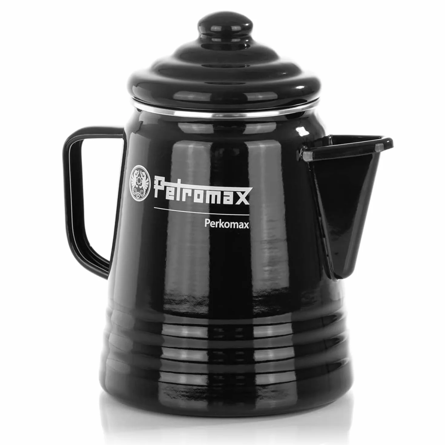 Petromax Perkomax Perkolator, Kaffee & Teekanne, emailliert, 9 Tassen, für Camping & Herd - 1,5 Liter schwarz