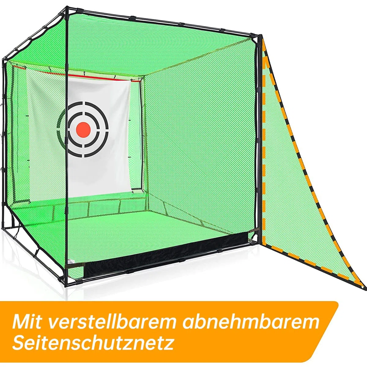 Kapler Golf Übungsnetz 2,1 x 2,1 m: Stabiles Golfnetz mit Stahlrahmen für Garten & Indoor, Schlagnetz für Driving & Chipping Training