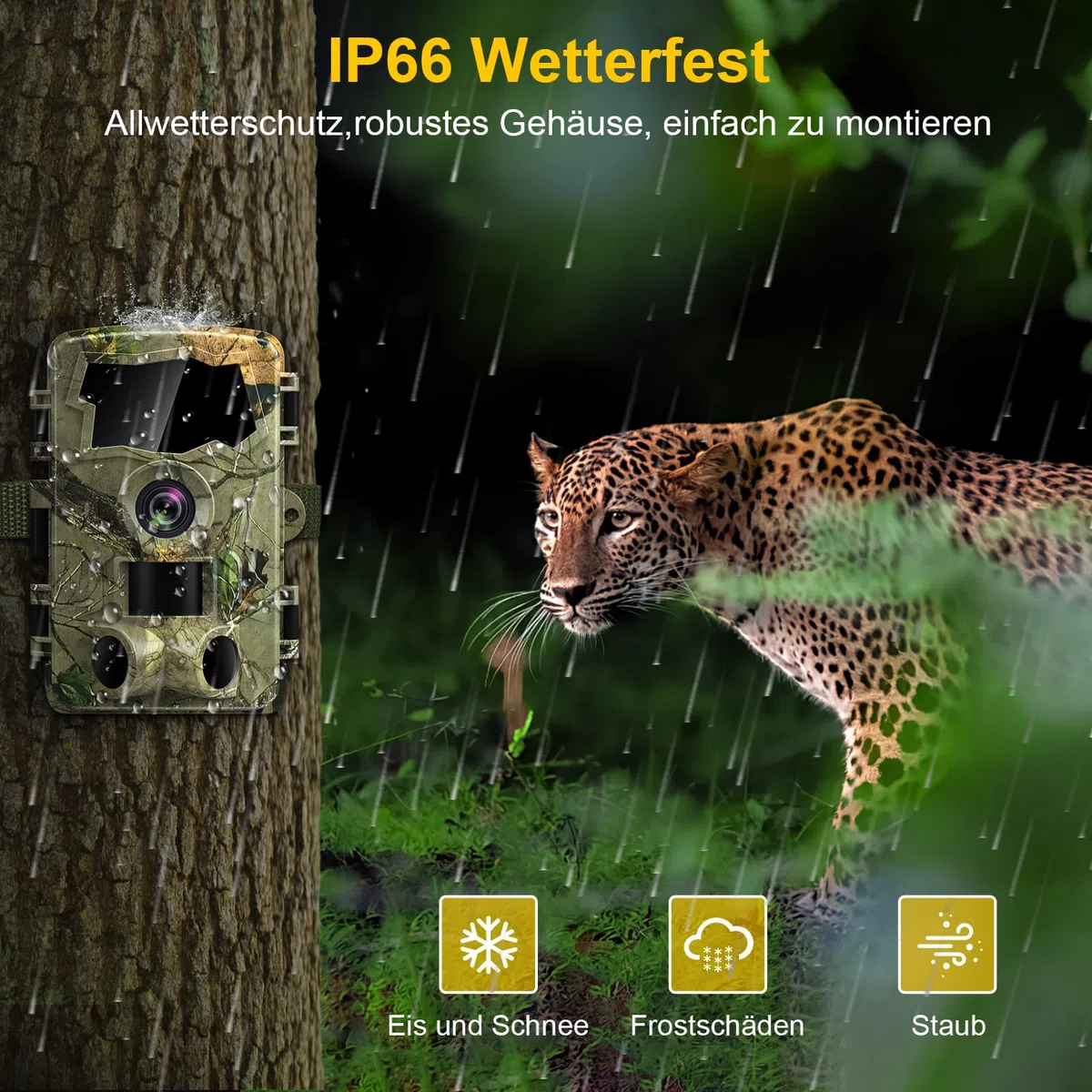 Lutranstra 5K Wildkamera WLAN 64MP Full HD Infrarot Wildtierkamera Bewegungssensor Nachtsicht IP66