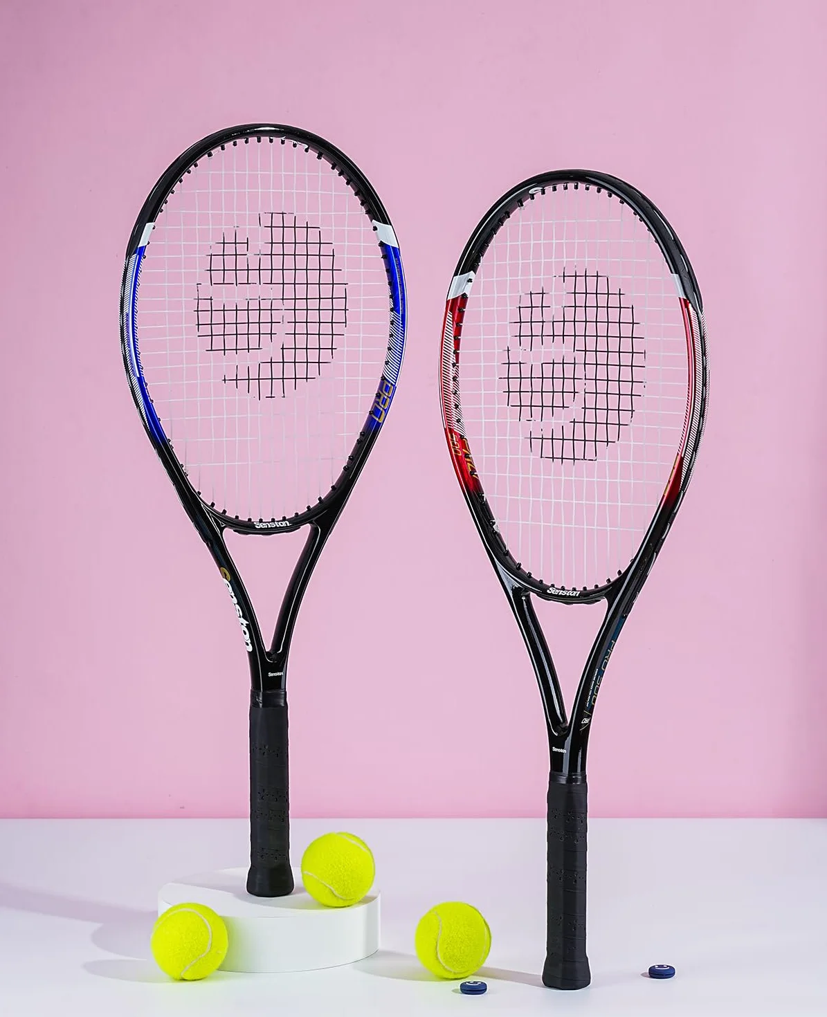 Senston Tennisschläger für Erwachsene 68,6 cm, Tennisschläger 2er-Set mit 3 Bällen, 2 Griffen, 2 Schwingungsdämpfern