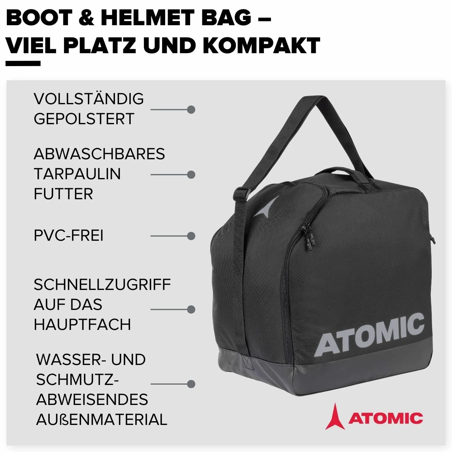 Atomic Boot & Helmet Bag - Wasserabweisende Tasche für Skischuhe & Helm - Extra Zubehör-Fach - Optimaler Schutz durch Polsterung - Integrierte Belüftungslöcher