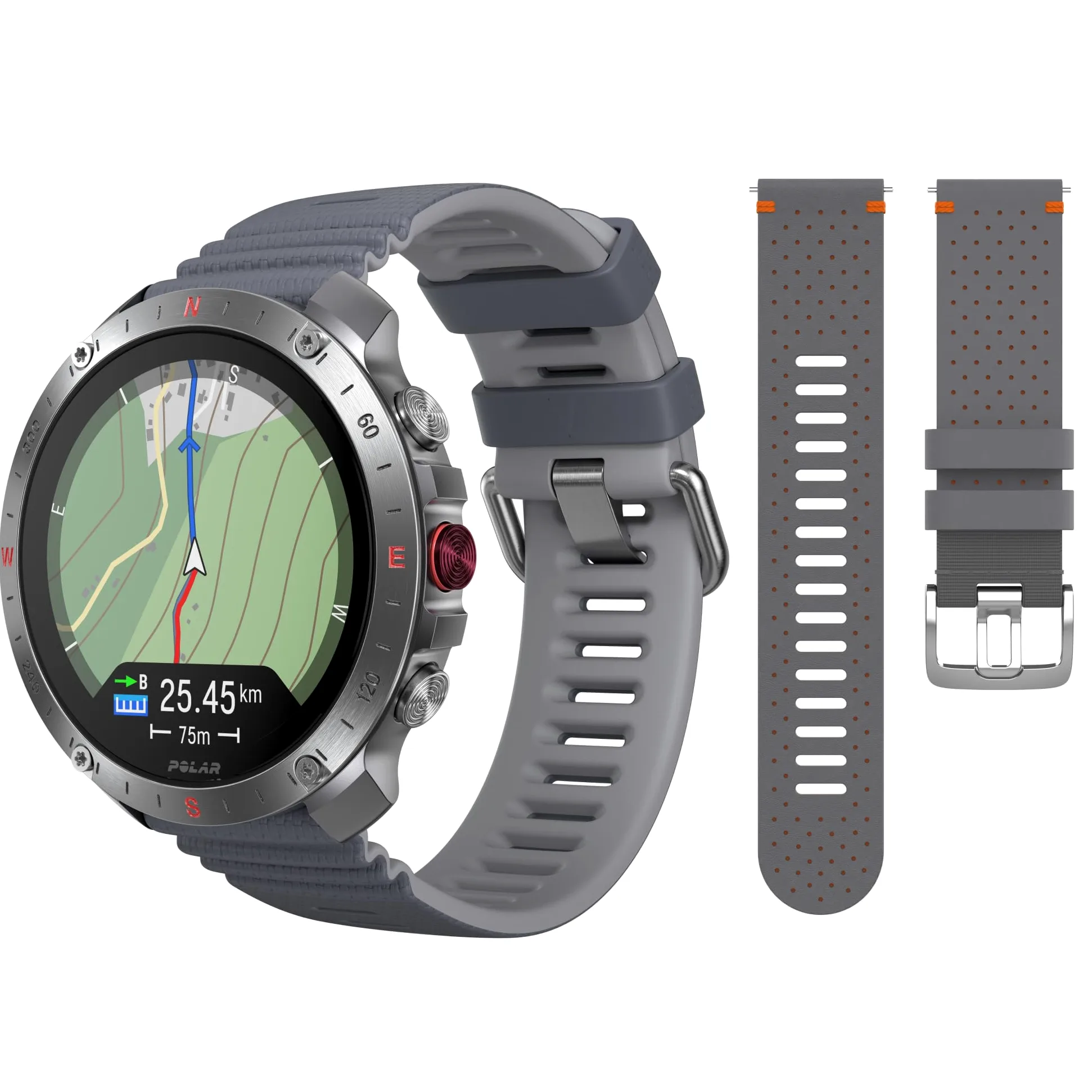 Polar Grit X2 Pro – robuste GPS-Sportuhr mit zusätzlichem Lederarmband, optischer Pulsmessung, Smartwatch-Navigation und Biosensorik für beste Leistungen. Die Outdoor-Uhr für das ultimative Abenteuer.