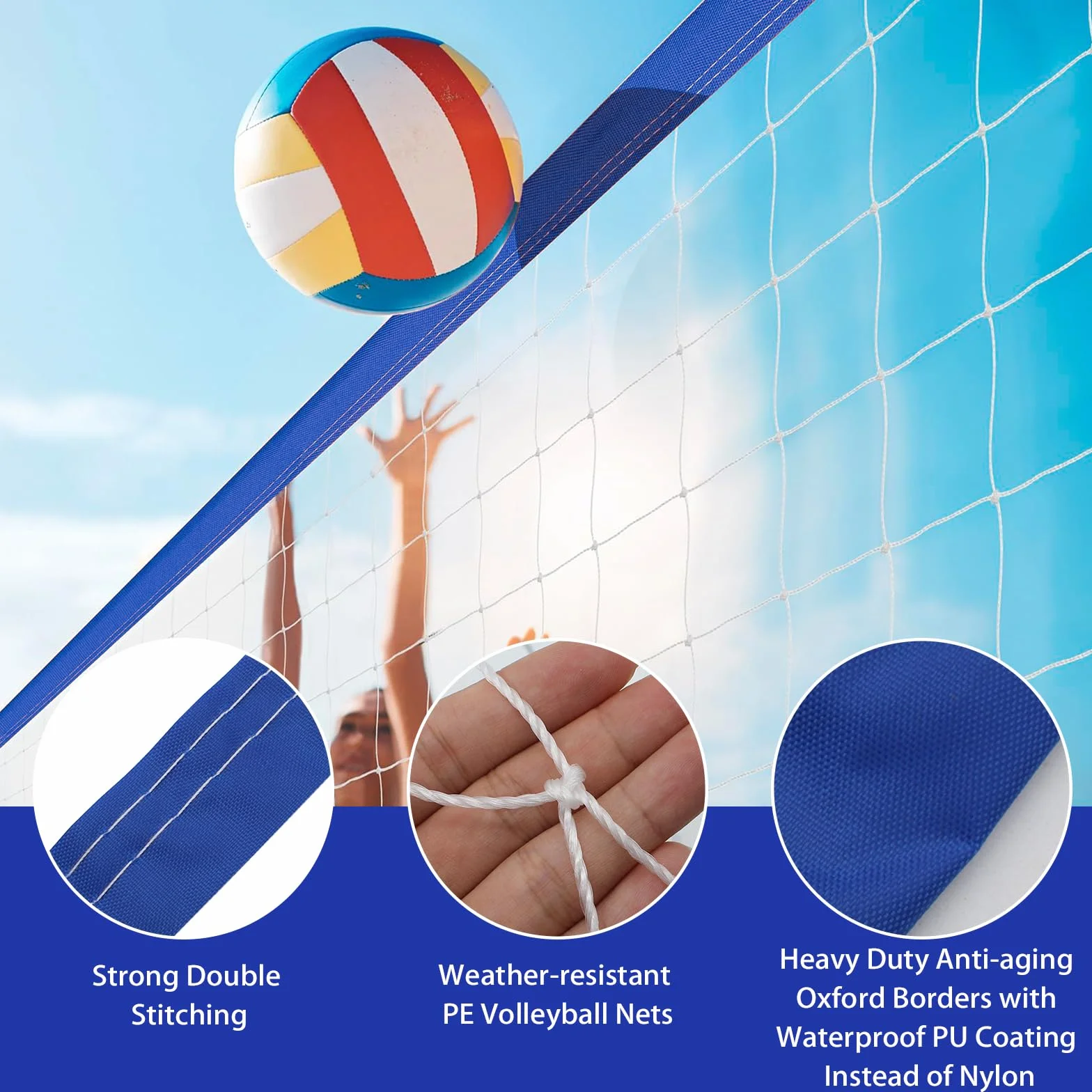 Pool-Volleyballnetz 457 x 91 cm – Verstellbar & Wasserdicht, Tragbares Ersatznetz aus strapazierfähigem Polyethylen (PE) für Wasserspiele, Garten, Strand & Outdoor-Aktivitäten