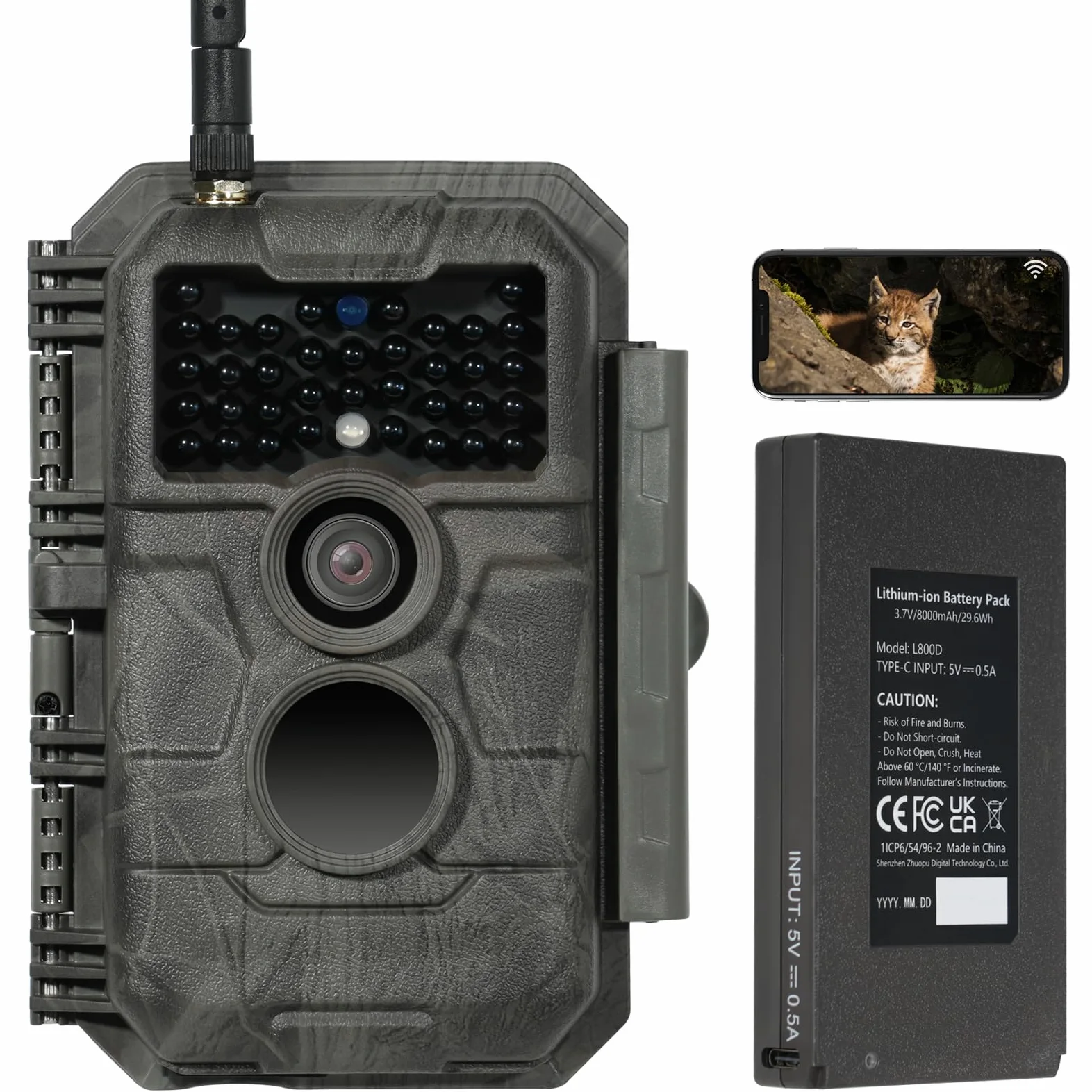 GardePro E6P Wildkamera WLAN, Wiederaufladbare 8000mAh Akku, 64MP 1296P, Wildtierkamera mit bewegungsmelder nachtsicht, Handyübertragung