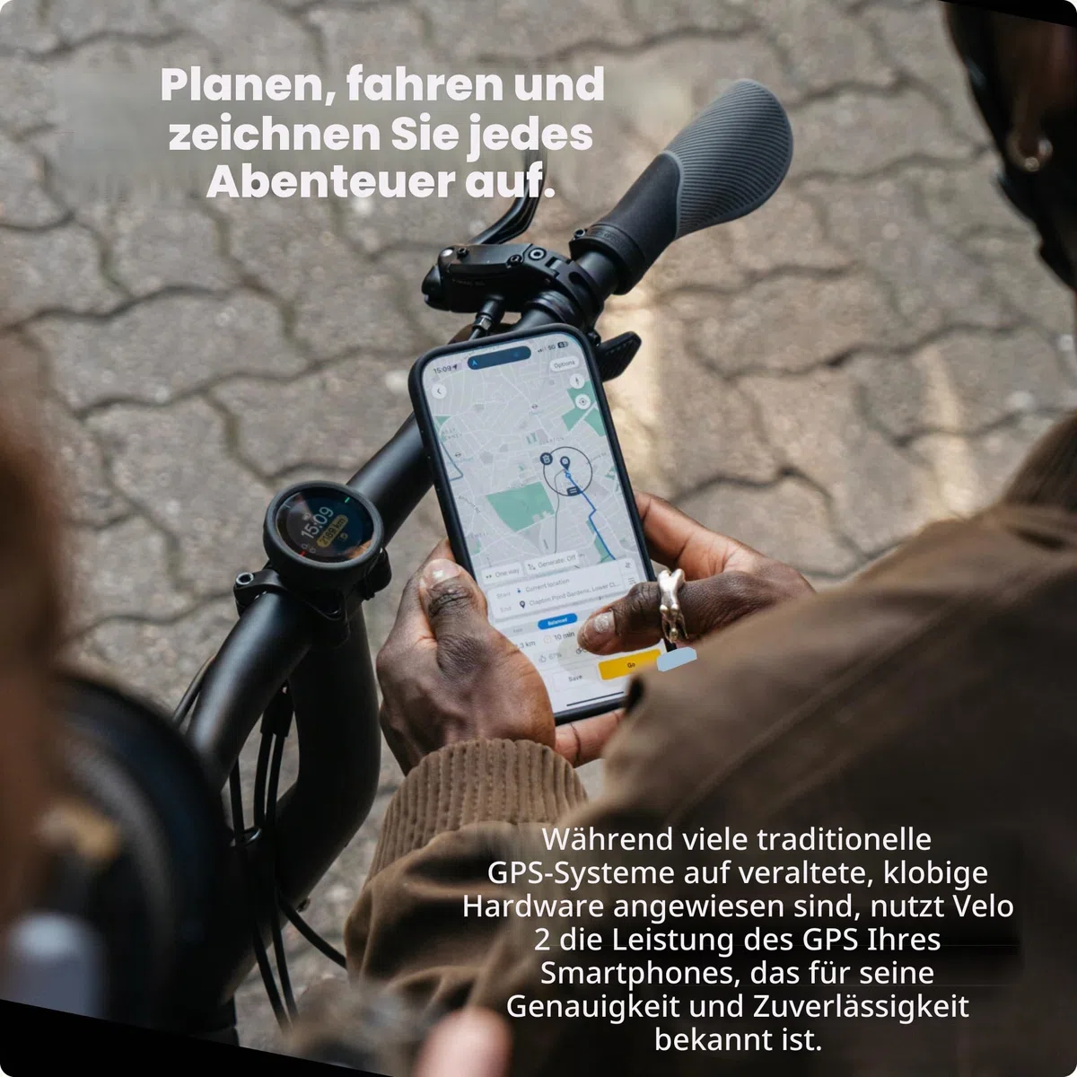 Beeline Velo 2 Navigationsgerät Ø46,4mm für Fahrrad + universelle Lenkerhalterung | Fahrrad Navigation
