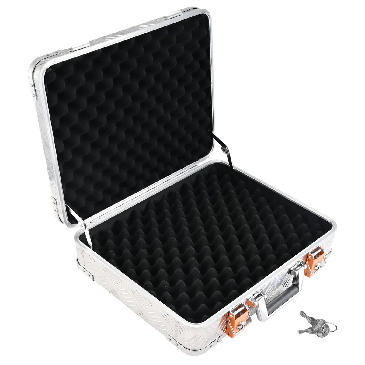 Alubox Pistolenkoffer Schutzkoffer - Pistolen Hartschalenkoffer - 2 Schnallen 2 Schlösser - witterungsbeständiges Riffelblech Aluminium 1,5mm - abschließbar, gepolstert
