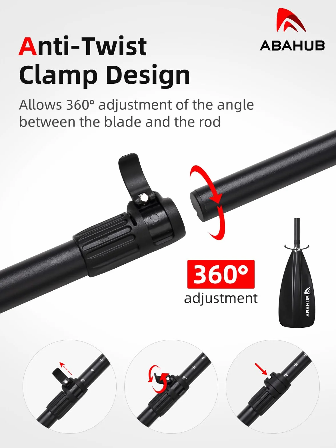 Abahub 2 in 1 Sup Kajak Paddel Aluminium Einstellbares Stand Up Paddle für Paddleboard, Aluminiumlegierung PU-beschichtete Schaft Kunststoff Nylon Klinge