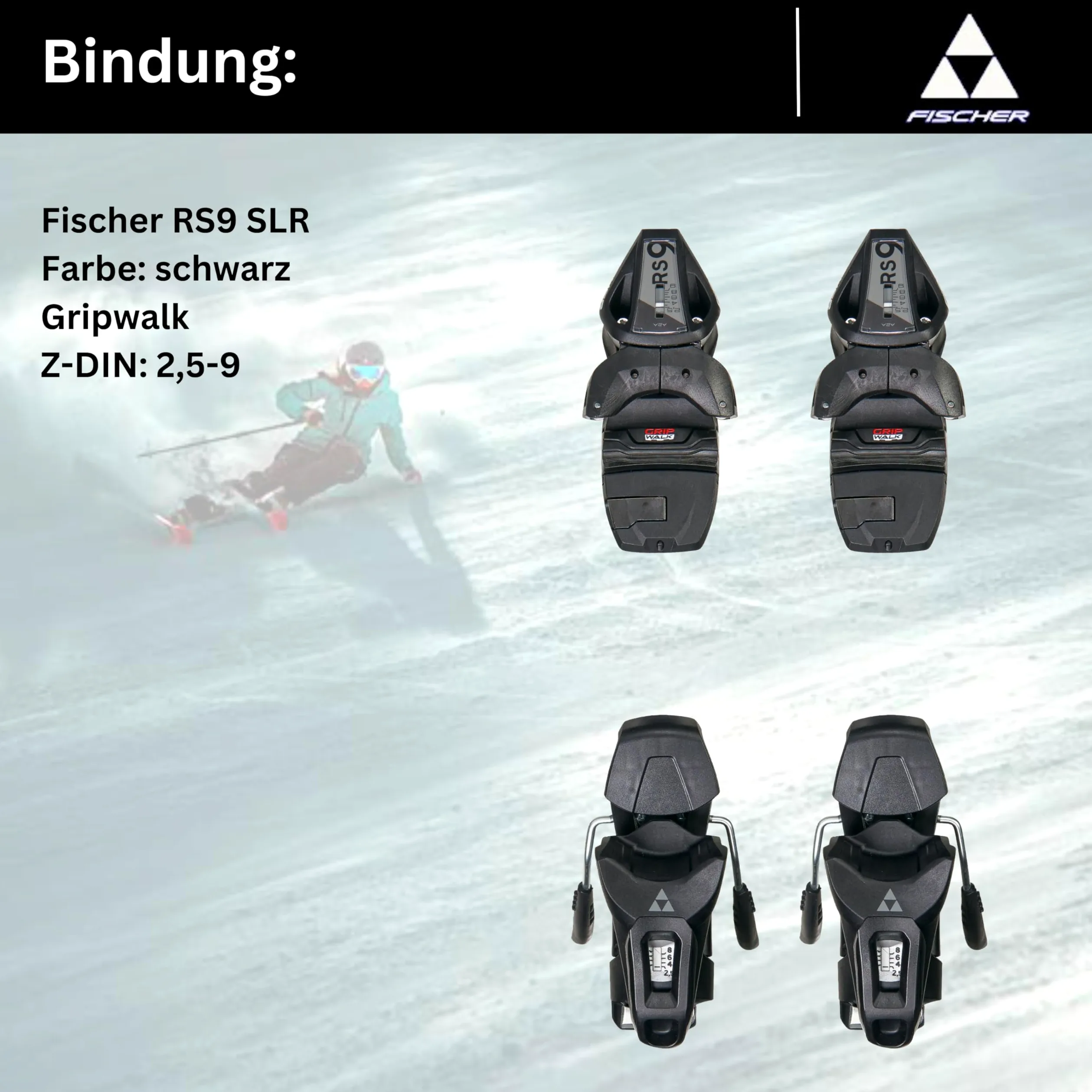 Ski Alpinski Carvingski On-Piste-Rocker - Fischer RC Fire SLR - inkl. Bindung RS9 SLR Z2,5-9 - All Mountain Ski - geeignet für Einsteiger bis Fortgeschrittene