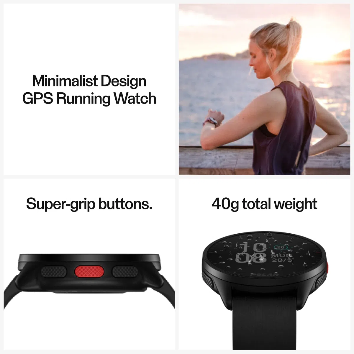 Polar Pacer - GPS-Laufuhr - für Damen & Herren - Pulsuhr - Sport & Fitness - mit Schrittzähler, personalisierten Trainingsprogrammen & Erholungsfunktionen & Soft Brustgurt für H9 und H10 M-XXL