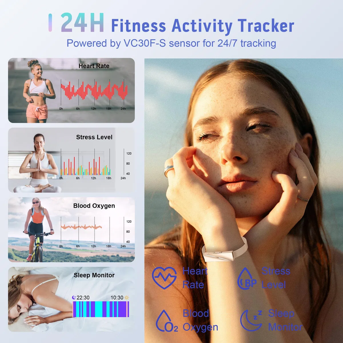 Fitness Tracker mit 170+ Sportmodi, GPS Damen Schrittzähler Uhr, Activity Tracker IP68, Fitness Uhr mit Bluetooth Benachrichtigung