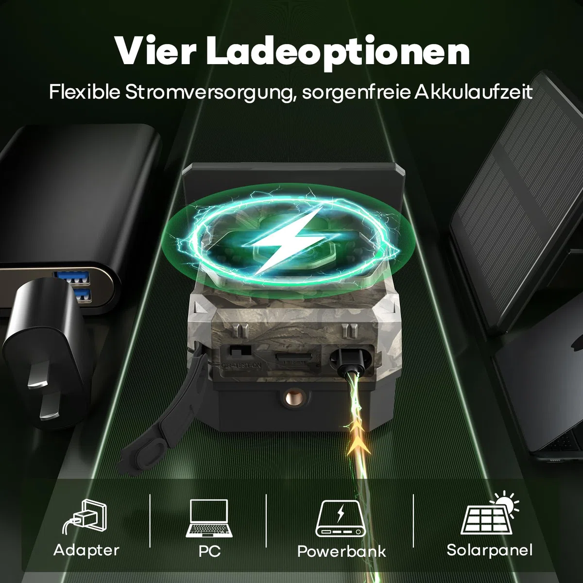 MAXDONE Wildkamera 4K 64MP WLAN Solar mit 6000mAh Akku & Bewegungsmelder Nachtsicht, IP66 Wasserdicht