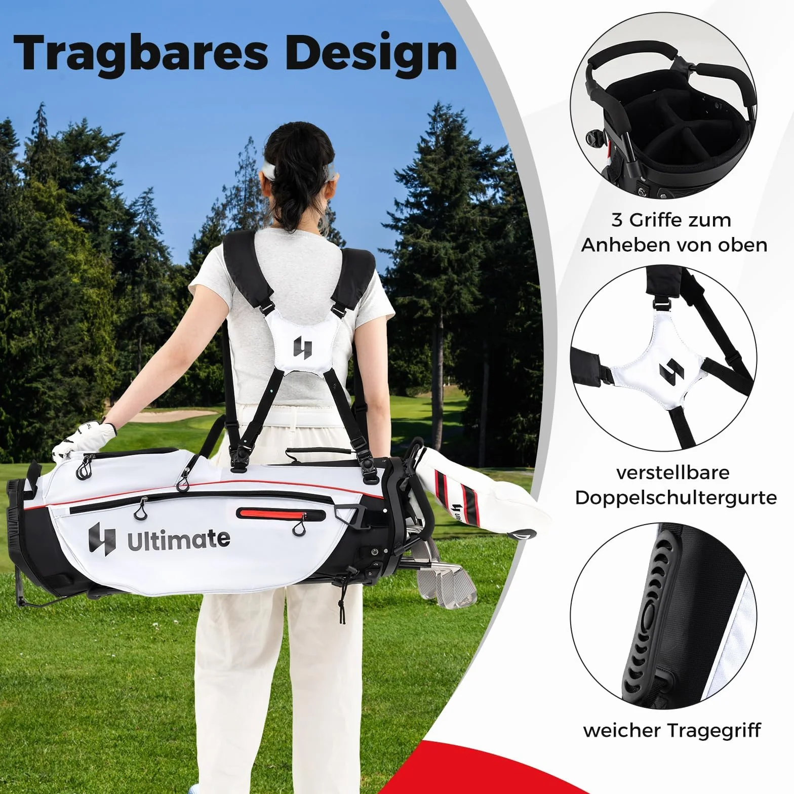 FANTASK Damen Golfschläger Set mit 1 Driver & 3 Fairway & 4 Hybrid & 6/7/ 8/9/ P Eisen & Putter & Regenhaube, Rot