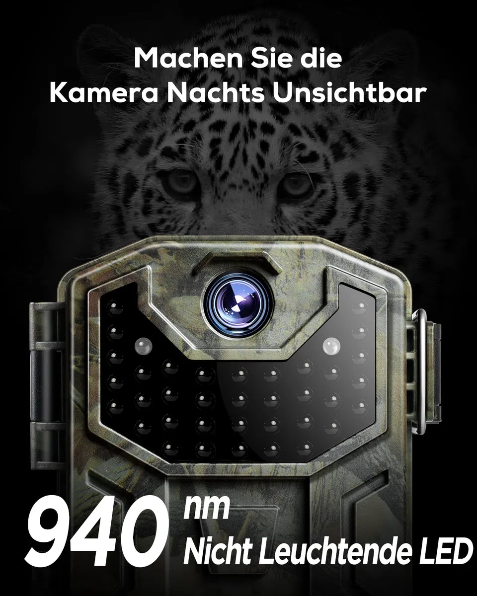 iZEEKER Wildkamera Ohne WLAN, Wildtierkamera mit 940nm No Glow Infrarot LEDs, Wildkamera mit Bewegungsmelder Nachtsicht IP66 Wasserdicht für die Tierbeobachtung Heim Sicherheit