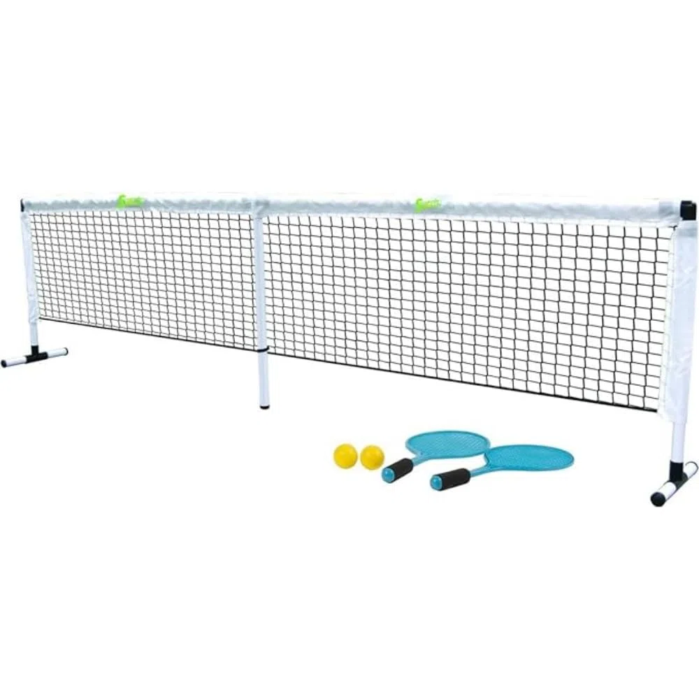 Scatch Set mit Tennisnetz und Schlägern - Netzgarnitur Kombi - Freistehendes Freizeit-Netz für Badminton, Street-Tennis und andere Sportarten