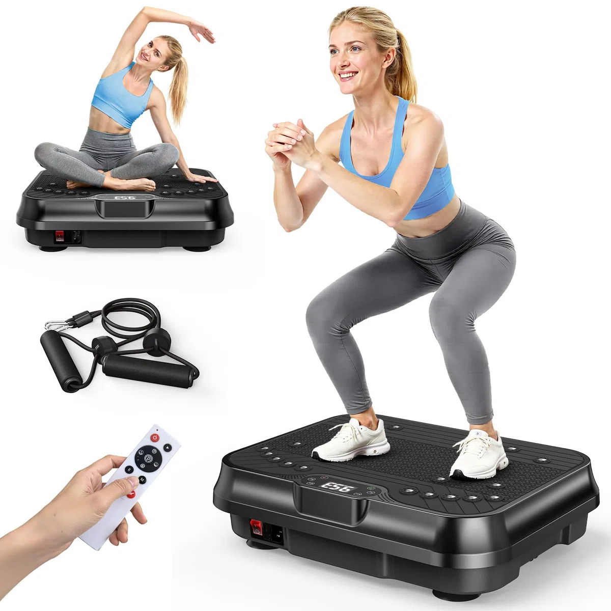 HomeFitnessCode Mini Vibrationsplatte für Frauen - Vibrationsgerät mit 250 Intensitätsstufen + 9 Vorprogramm Vibrationstrainer Zuhause für Abnahme Muskelaufbau Ganzkörpertraining