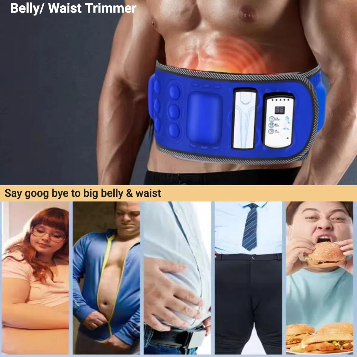 Schlankheitsgürtel, 36-Modus-Taillenformer für großen Bauch, Bauch, Lendenwirbelsäule, Rücken, Hüfte, Oberschenkel, Beine, Arme, Körperformer und -trainer, elektronisches Kalorienverbrennungsgerät