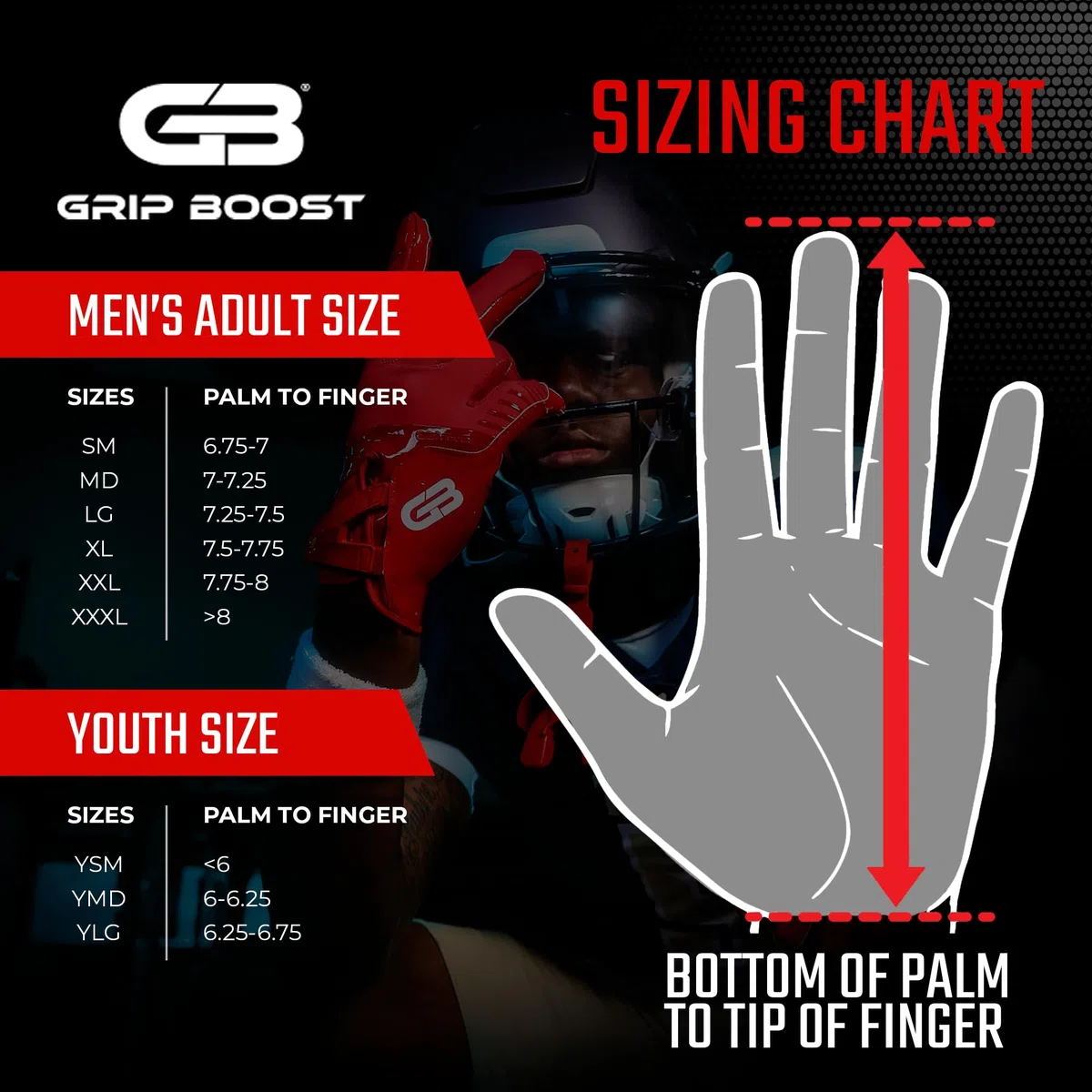 Grip Boost DNA 2.0 Fußballhandschuhe mit technischem Stab – Erwachsenengrößen