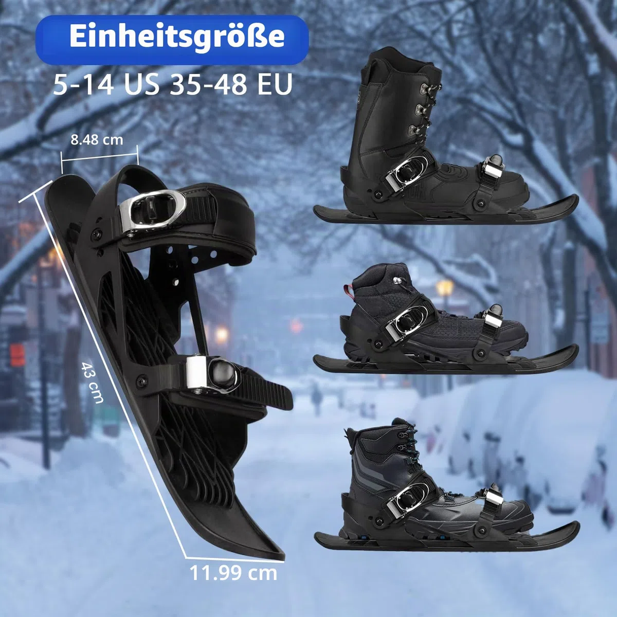 Mini Short Ski Skates for Snow，Mini Short Ski Skates for Snow Pro Version,Adjustable Short Mini Ski Skates,Short Snowskates Snowblades Skiboards for Winter Sport Skiing Equipment