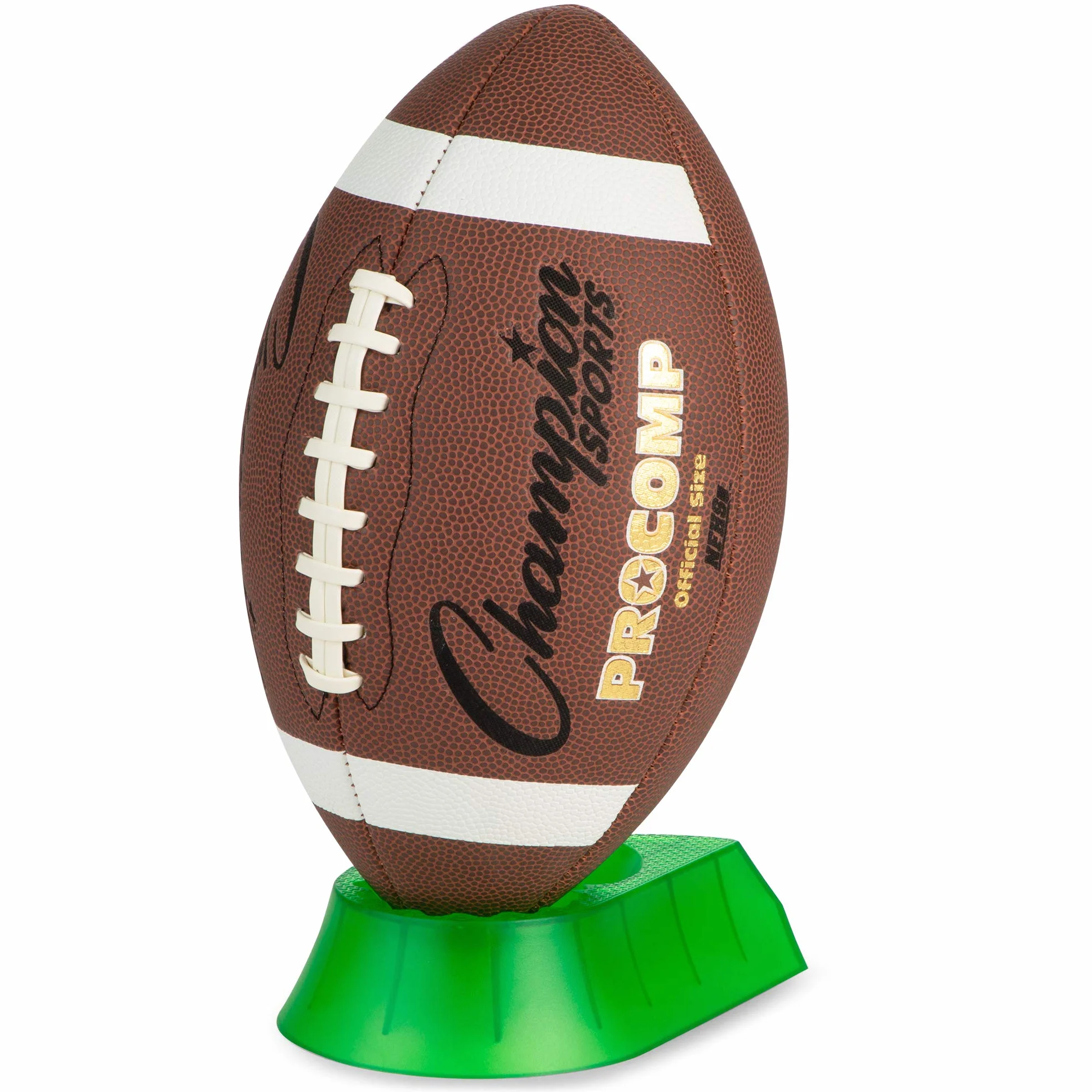 Champion Sports Triplex 3-in-1 Premium Football Kicking Tee for Kickoff Practice, 1” - Ball Holder Tees for Footballs - Kicking Block and Accessories for Adults, Kids, Coaches Green