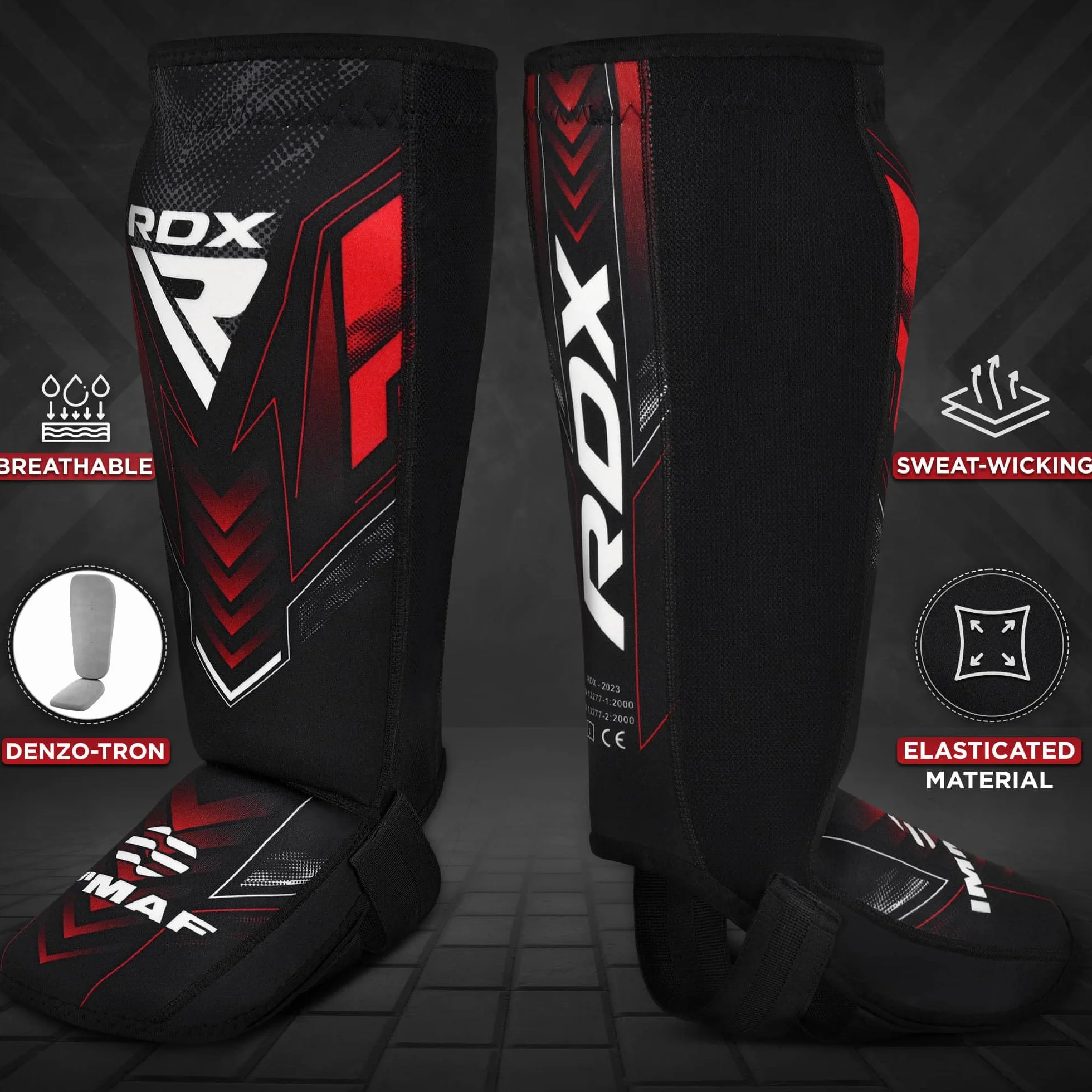RDX IMMAF Schienbeinschoner Kickboxen, Boxen Kampfsport MMA Spannschützer, Schienbeinschutz Polster Shin Guard Sparring, Herren Damen Fußschutz Kick Boxing Ausrüstung