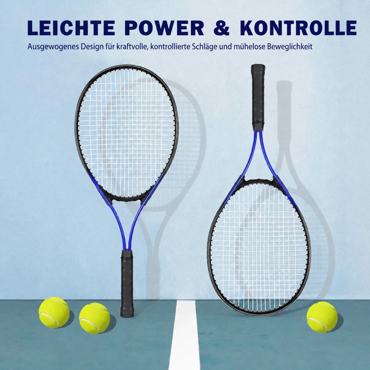 68,6 cm Tennisschläger 2er Set Familie Anfänger 27 Zoll Tennisschläger Set für Outdoor Freizeit Sport Spiel