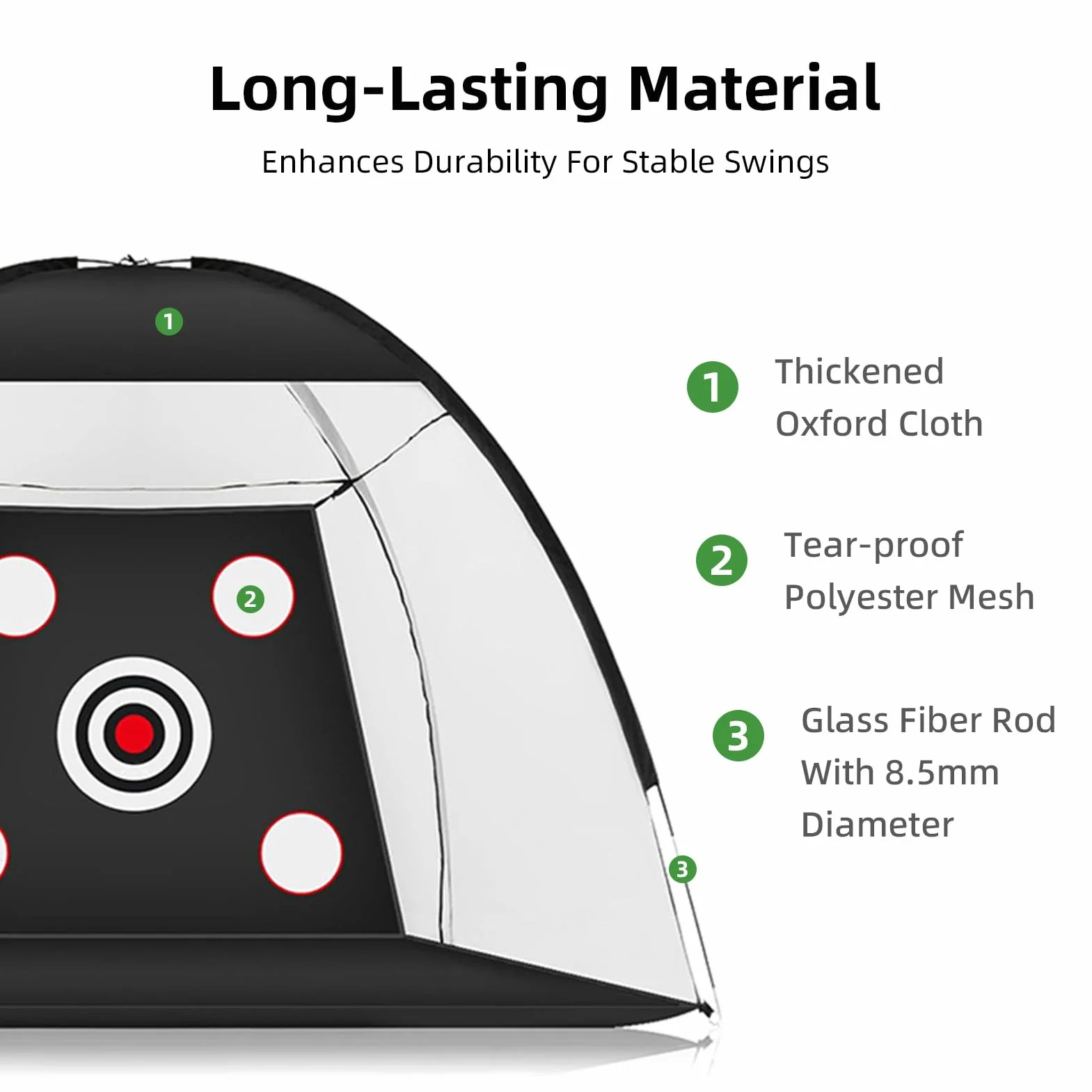 Golfschwung Übungsnetz für den Außenbereich, Dreifach Faltbares Gras Trainingsnetz Set, Multifunktionales Zielnetz Langlebig Einfache Installation 3 x 2 m