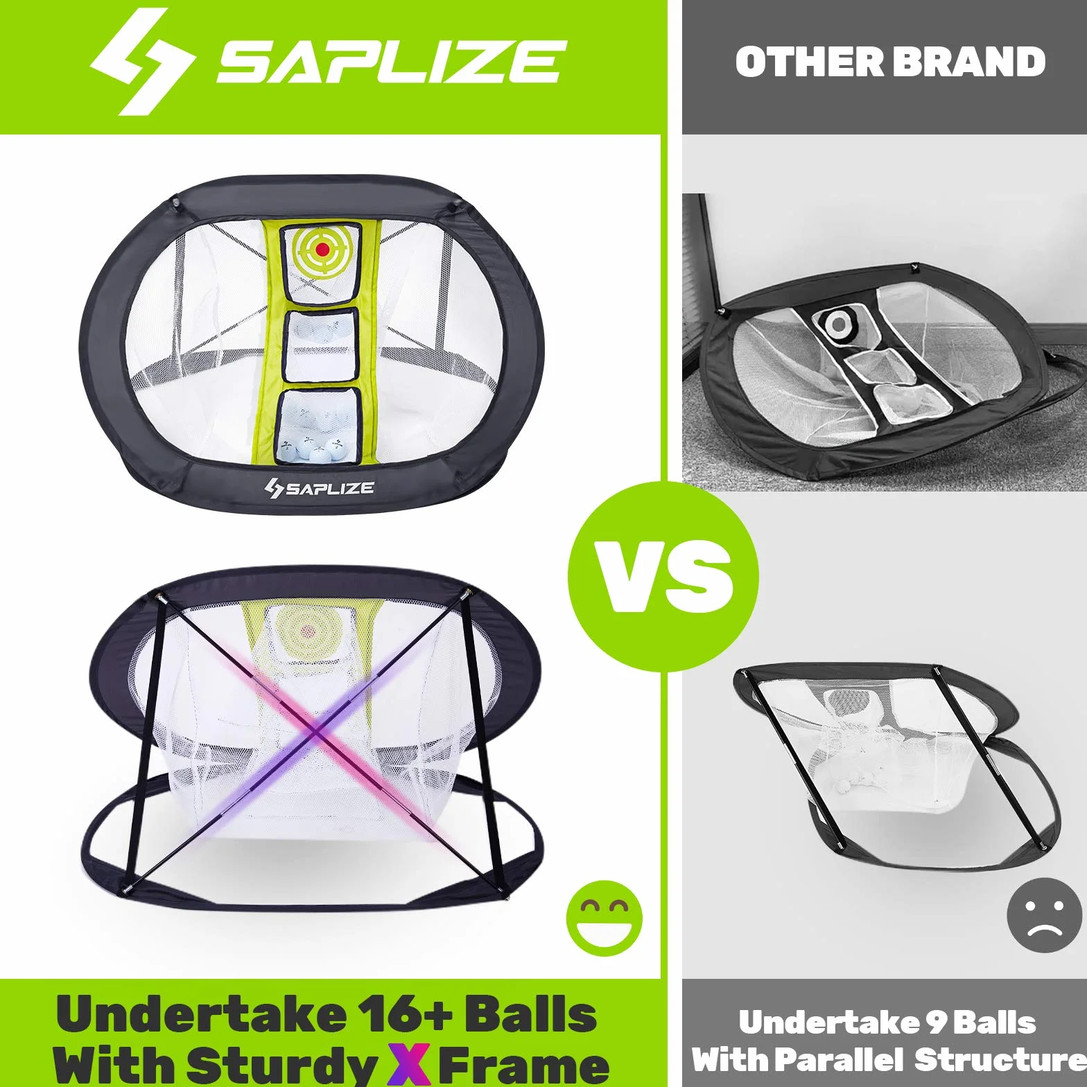 SAPLIZE Golf Chipping Netz, Stark stabiles Pop-Up-Golf-Zielnetz für Indoor/Outdoor/Backyard Genauigkeit und Swing Practice, tragbares Golf-Trainingsnetz
