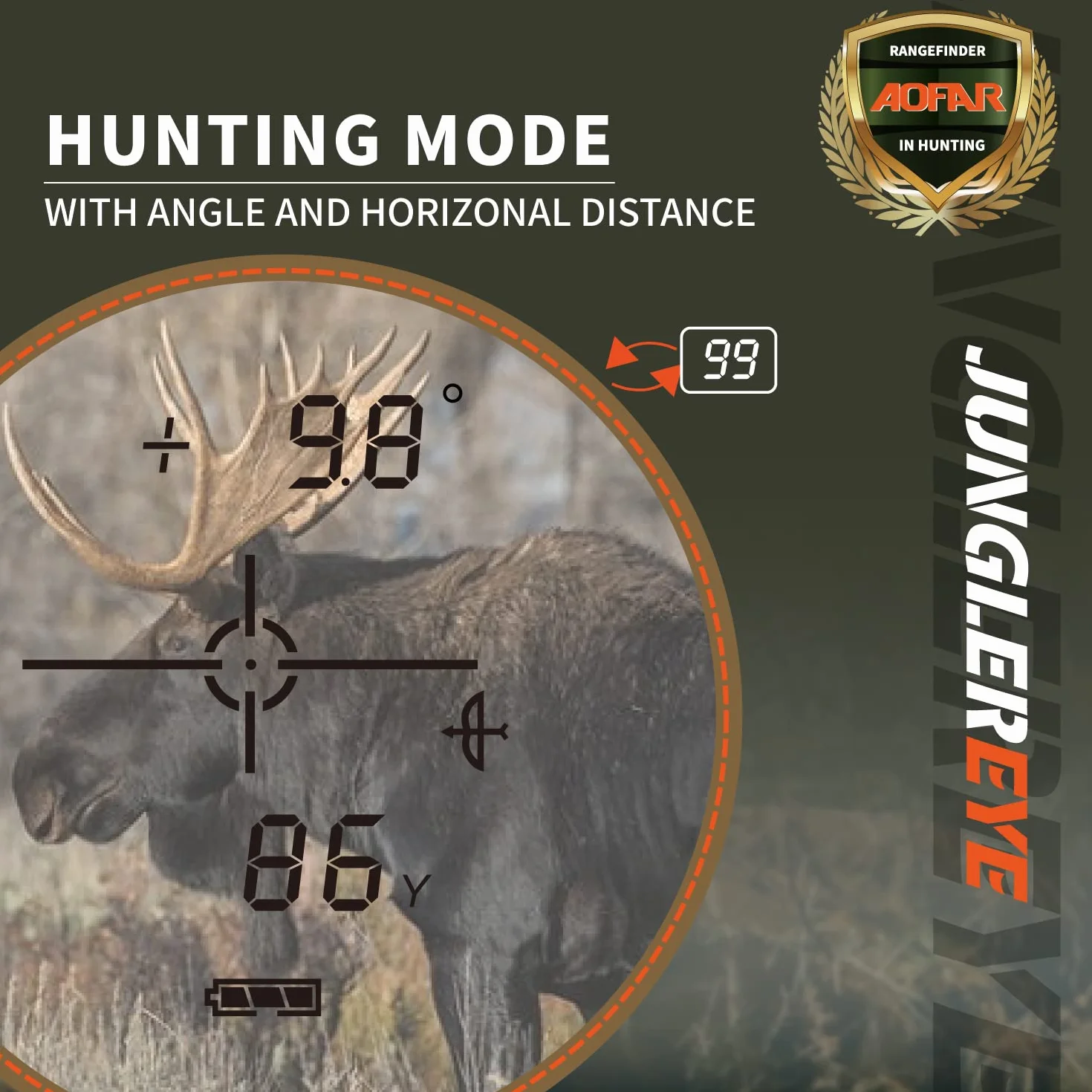 AOFAR HX-1100V Entfernungsmesser Jagd, Bogenschießen, 1100 Yards mit Winkel und horizontale Entfernung, Hohe Präzision, Geschwindigkeit Scan-Modus,6X, kostenlose Batterie, Tragetasche