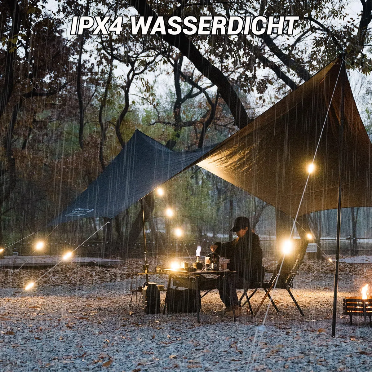 AVEKI LED Camping Lampe, 7 Modi Dimmbar Camping Licht für das Zeltseil, IPX4 Wasserdicht Outdoor Lampe Magnetisch & Schnappen, Aufladbar Zeltlampe Für Seile mit 2-8mm Durchmesser Geeigne
