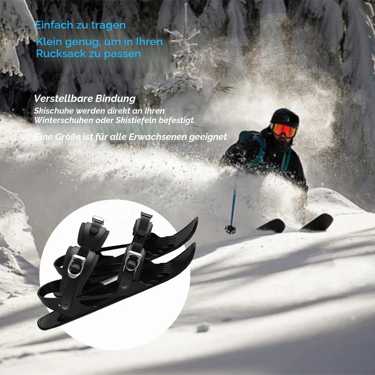 Mini Short Ski Skates for Snow，Mini Short Ski Skates for Snow Pro Version,Adjustable Short Mini Ski Skates,Short Snowskates Snowblades Skiboards for Winter Sport Skiing Equipment