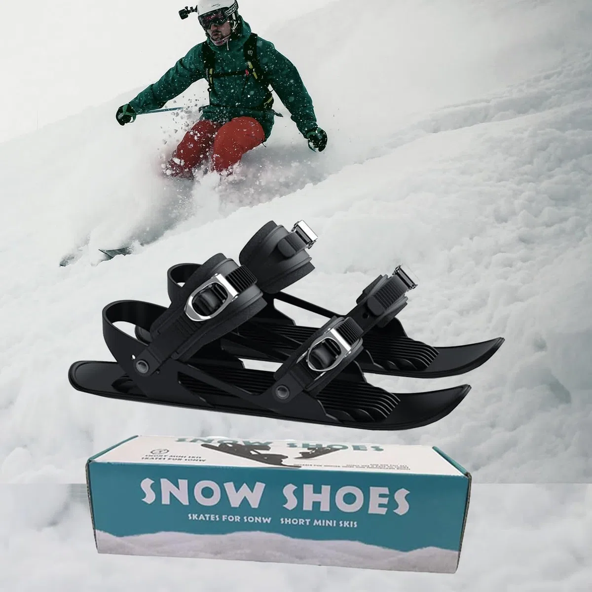 Mini Short Ski Skates for Snow，Mini Short Ski Skates for Snow Pro Version,Adjustable Short Mini Ski Skates,Short Snowskates Snowblades Skiboards for Winter Sport Skiing Equipment