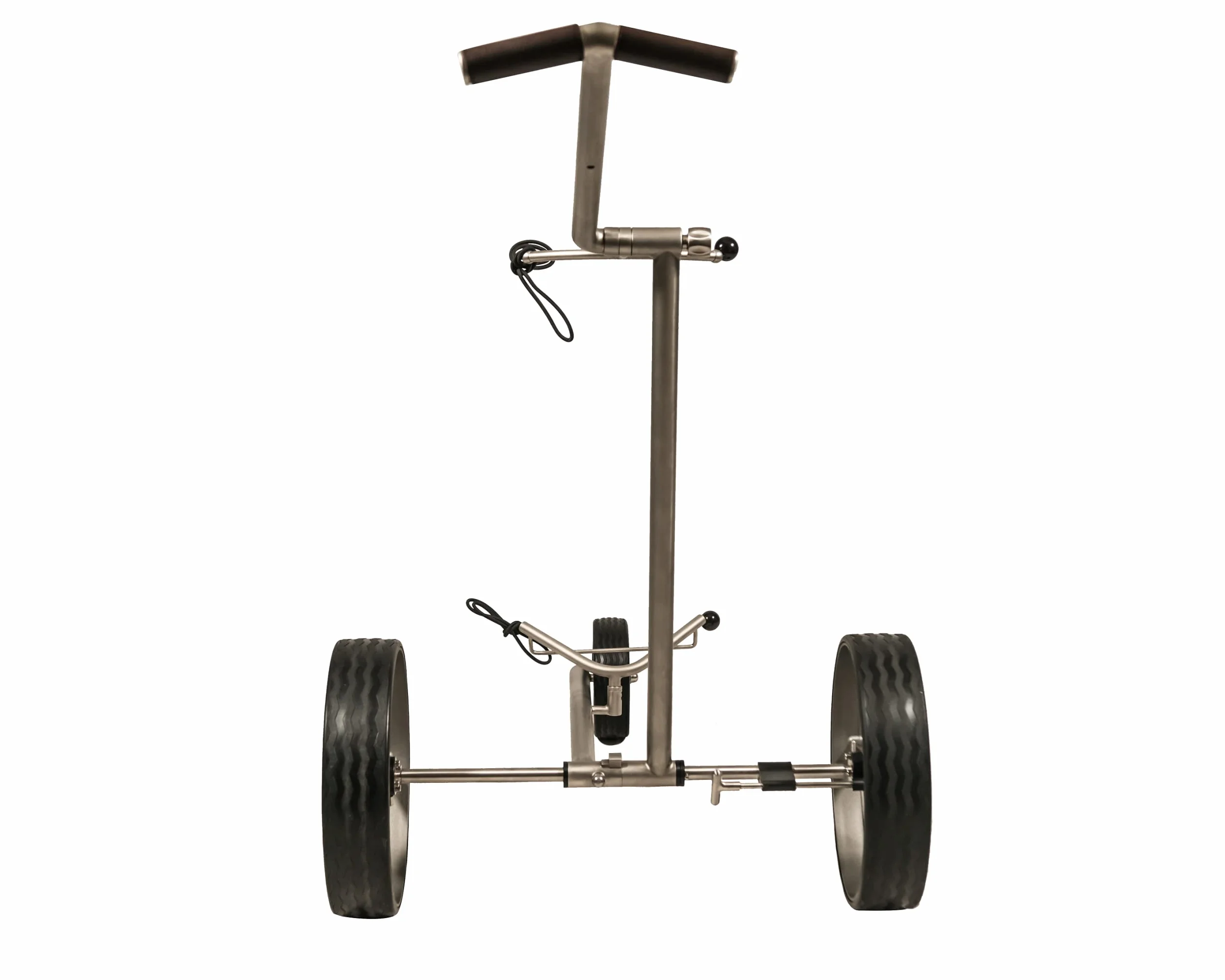 3 Rad Edelstahl Golftrolley Push Golf Trolley F3 Fasan schnell-klappbar schnell-zerlegbar und in Titan-Optik beschichtet, inkl. Transporttasche
