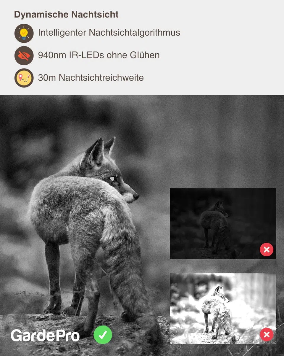 GardePro A5 Wildkamera 64MP 1296P H.264 Video, Wildkamera mit Bewegungsmelder Nachtsicht bis 30m, No-Glow Infrarot Wildtierkamera Outdoor Wasserdicht Tierkamera