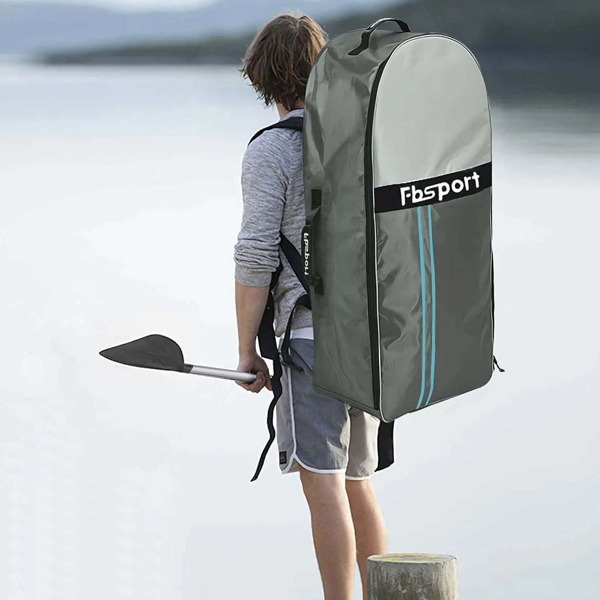 FBSPORT Aufblasbares SUP Board, Stand Up Paddling Board, Aufblasbare Stand Up Paddle Board für Stand-Up Paddling 15CM Dick, Surfbrett Kit mit Verstellbares Aluminium SUP Paddel+Pumpe