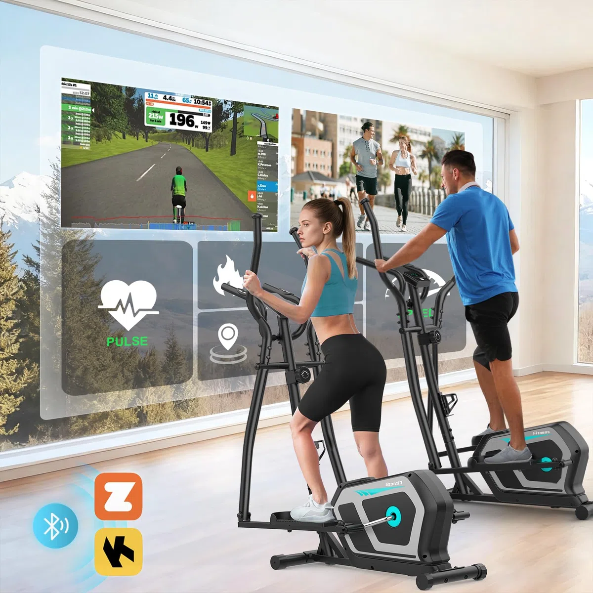 Crosstrainer für Zuhause,3-in-1 Magnetisch Ellipsentrainer mit 16 stufiger Widerstand,LCD Monitor, Wasserflaschen-und Gerätehalter, 6KG Schwungrad,Belastbar Bis 287LBS