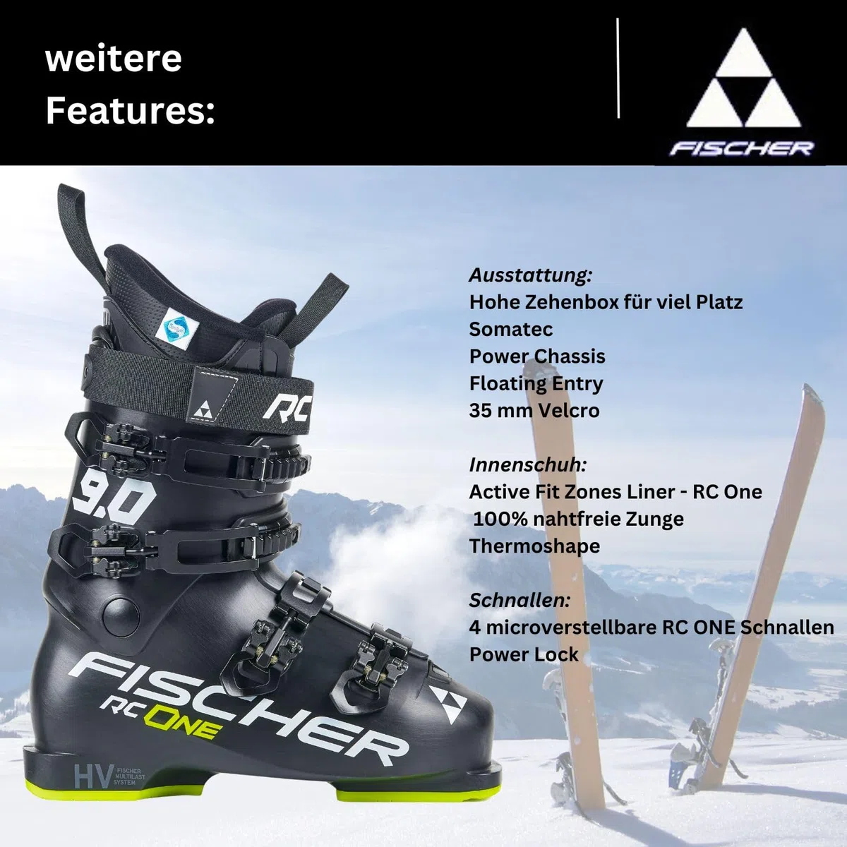 Skischuhe Skistiefel Alpinskischuhe Alpin-Skistiefel Alpinstiefel - Fischer RC One 9.0 - Flex 90 - Einsteiger bis Gute Skifahrer