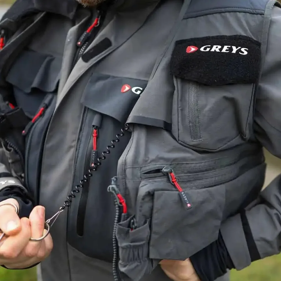 Greys Tail-Fliegen-Angelweste, atmungsaktive Angelweste für Fluss-, See- und Küstenangeln, mehrere Taschen für Fliegenboxen, Vorfächer und Zubehör, bequeme Passform