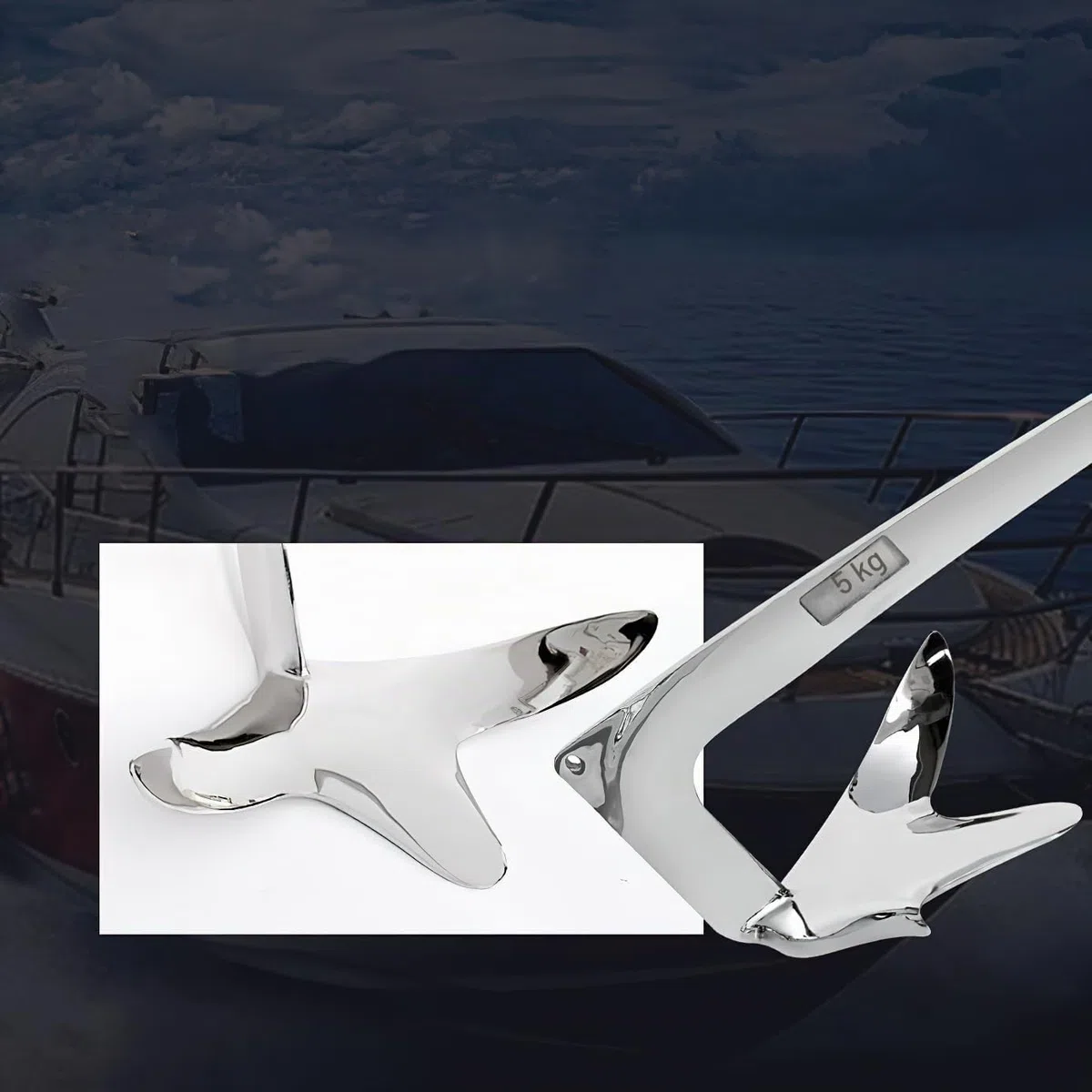Bootsanker, 5 kg, Bruce-Stil, Krallenanker, robuster 316er Edelstahl, für Yachten, Schnellboote