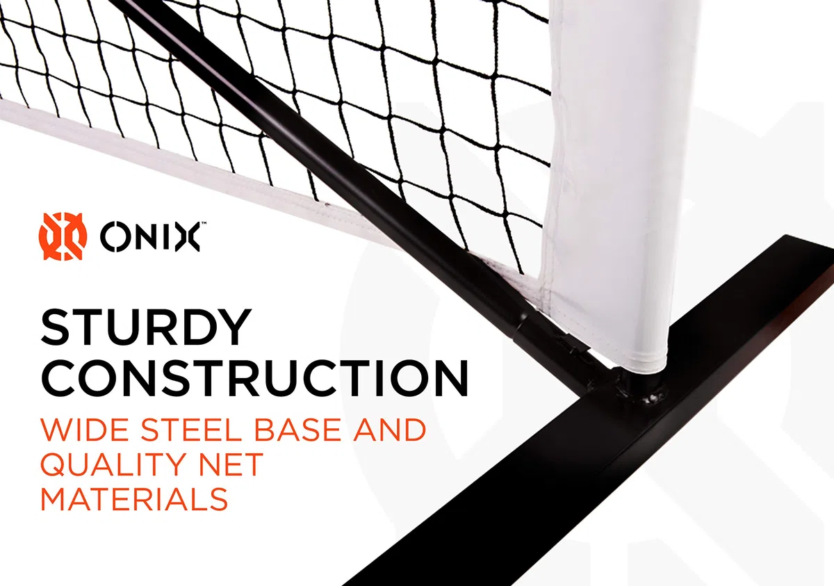 ONIX Pickleball Netz, 2-in-1 tragbares Netz und Übungsnetz-Set, inkl. Tragetasche mit Rollen, Weiß