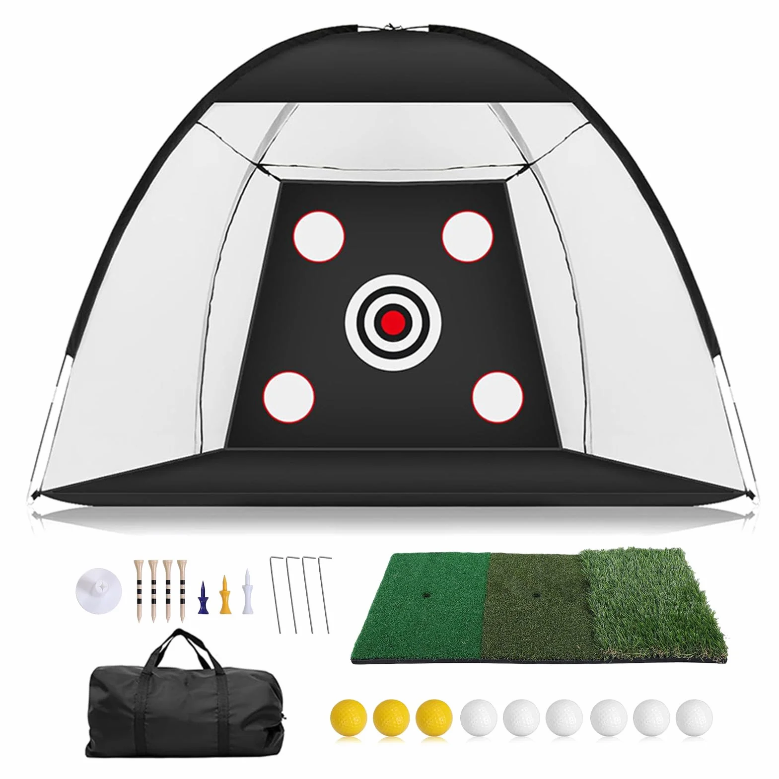 Golfschwung Übungsnetz für den Außenbereich, Dreifach Faltbares Gras Trainingsnetz Set, Multifunktionales Zielnetz Langlebig Einfache Installation 3 x 2 m