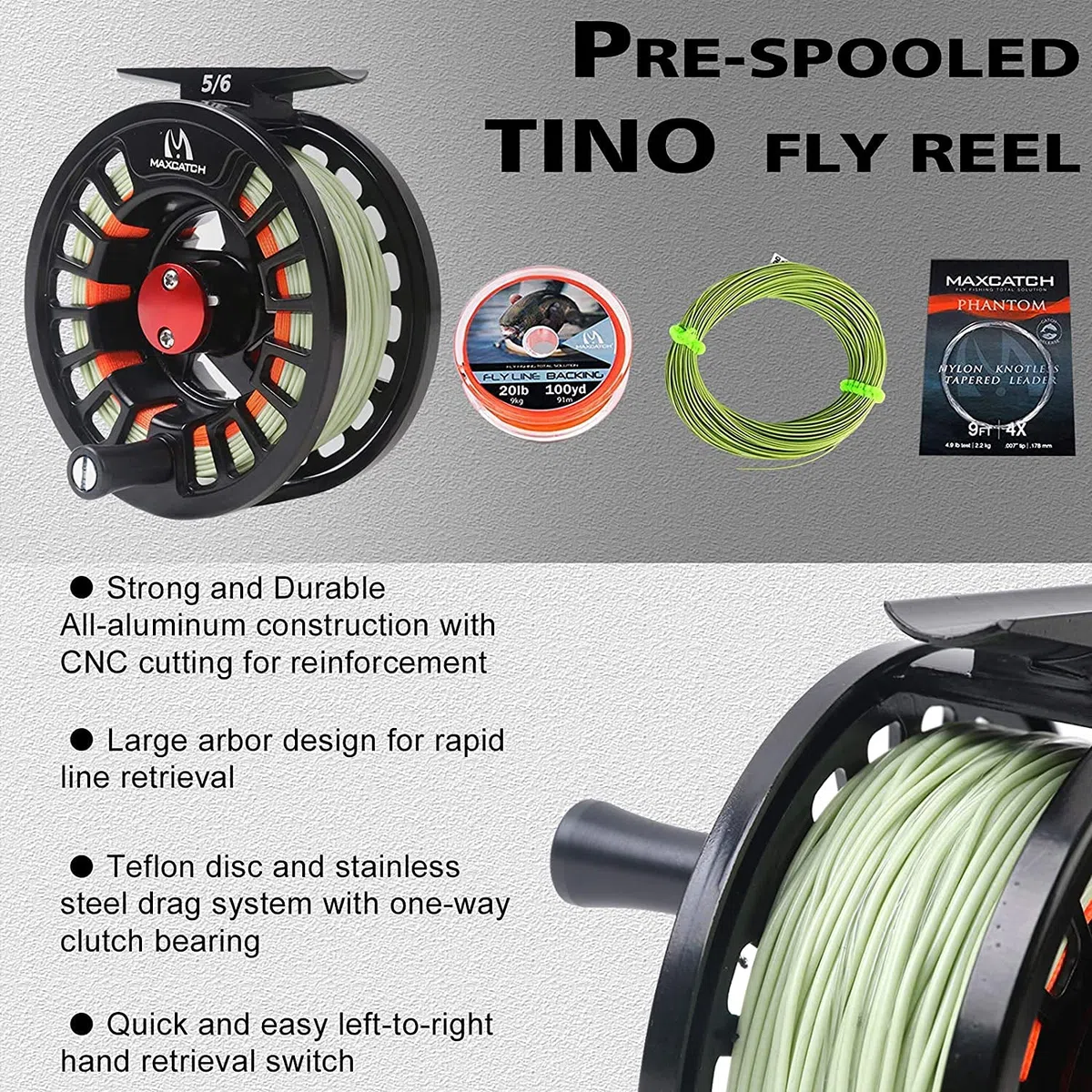 maximumcatch Amigo Fliegenfischen Rute und Rolle Set 9FT 4 Teile 4/5/6/7/8 WT mit Fliegenfsichen Zubehör