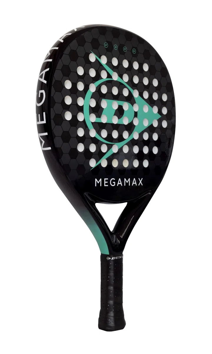 DUNLOP Padel Bat Megamax Silber/Schwarz/Grün – Runde Form, Graphitrahmen – Mittlere Balance, Pro Eva-Kern – Für Anfänger
