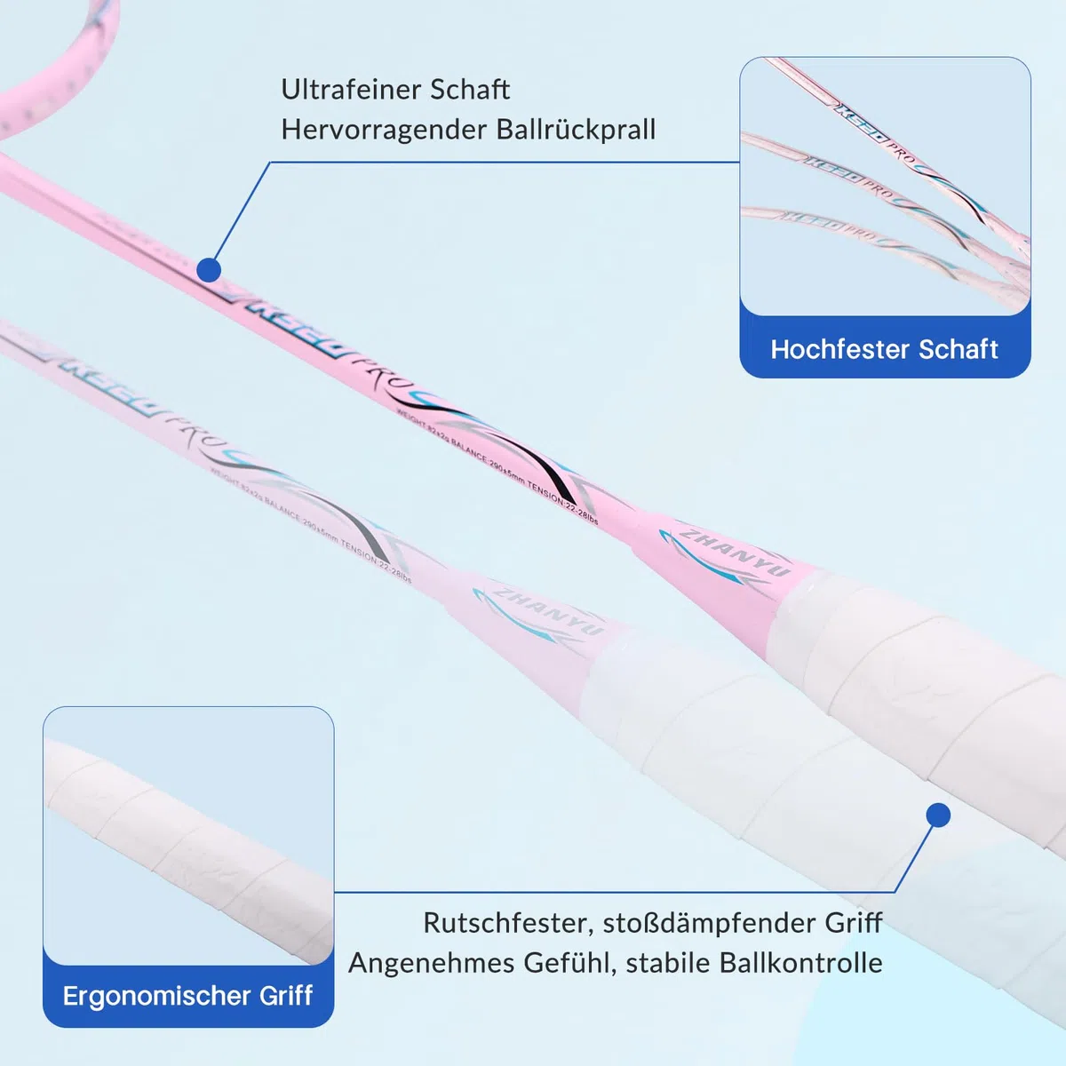 Badminton SchläGer Profi，Badminton SchläGer,Professionelle Ausbildung Unterhaltung Federball Set Mit 82 Gramm Kohlefaser,Bestehend Aus 2 Raketten,2BäLlen Und 1 Tasche(Fd01)