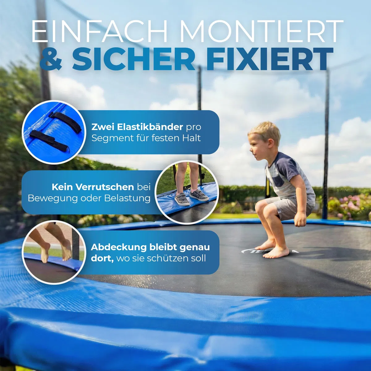 Trampolin Randabdeckung – Hochwertige Federabdeckung für Trampoline – Extra dick gepolstert – Trampolin Schutzrand UV-beständig – Umrandung Trampoline – Trampolinzubehör Ø 244 305 366 396 427 cm