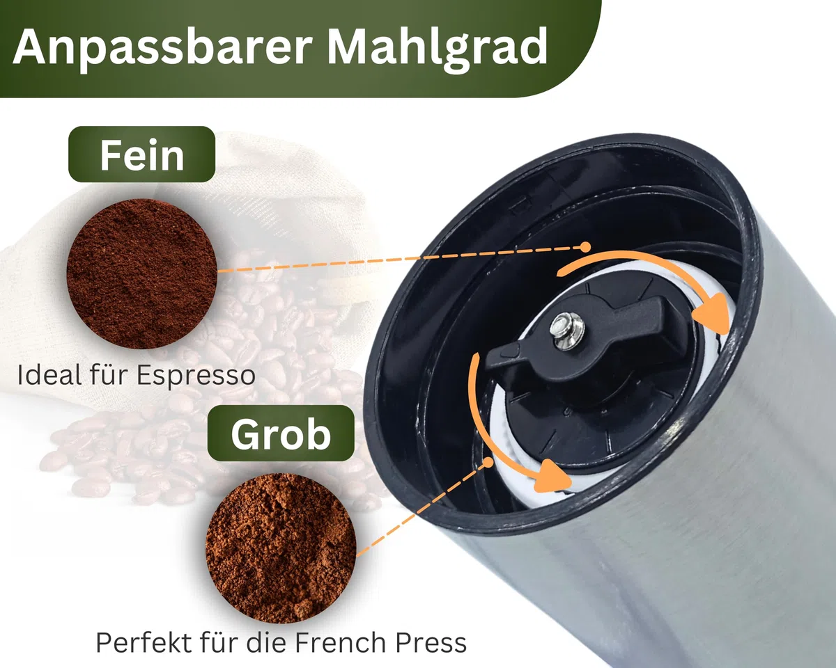 Titan French Press Topf - 750ml mit Edelstahl Hand-Kaffeemühle, Präzisionsfilter, Leicht & Kompakt - Outdoor Kaffeekocher, Camping French Press