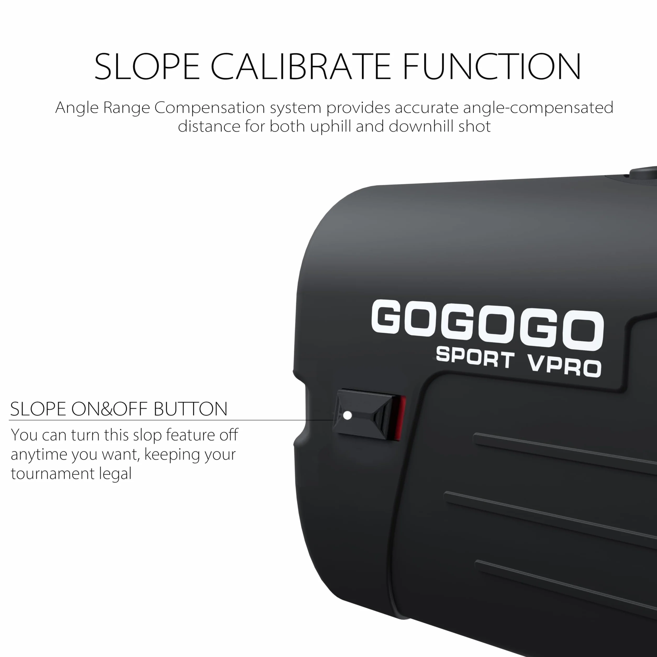 Gogogo Sport Vpro Golf Entfernungsmesser mit Slope & Magnetstreifen 1000Yds/915M Golf Laser Entfernungsmesser mit Klare Sicht, Flag-Lock, Vibration für Golf Jagd, Legal für Turnier