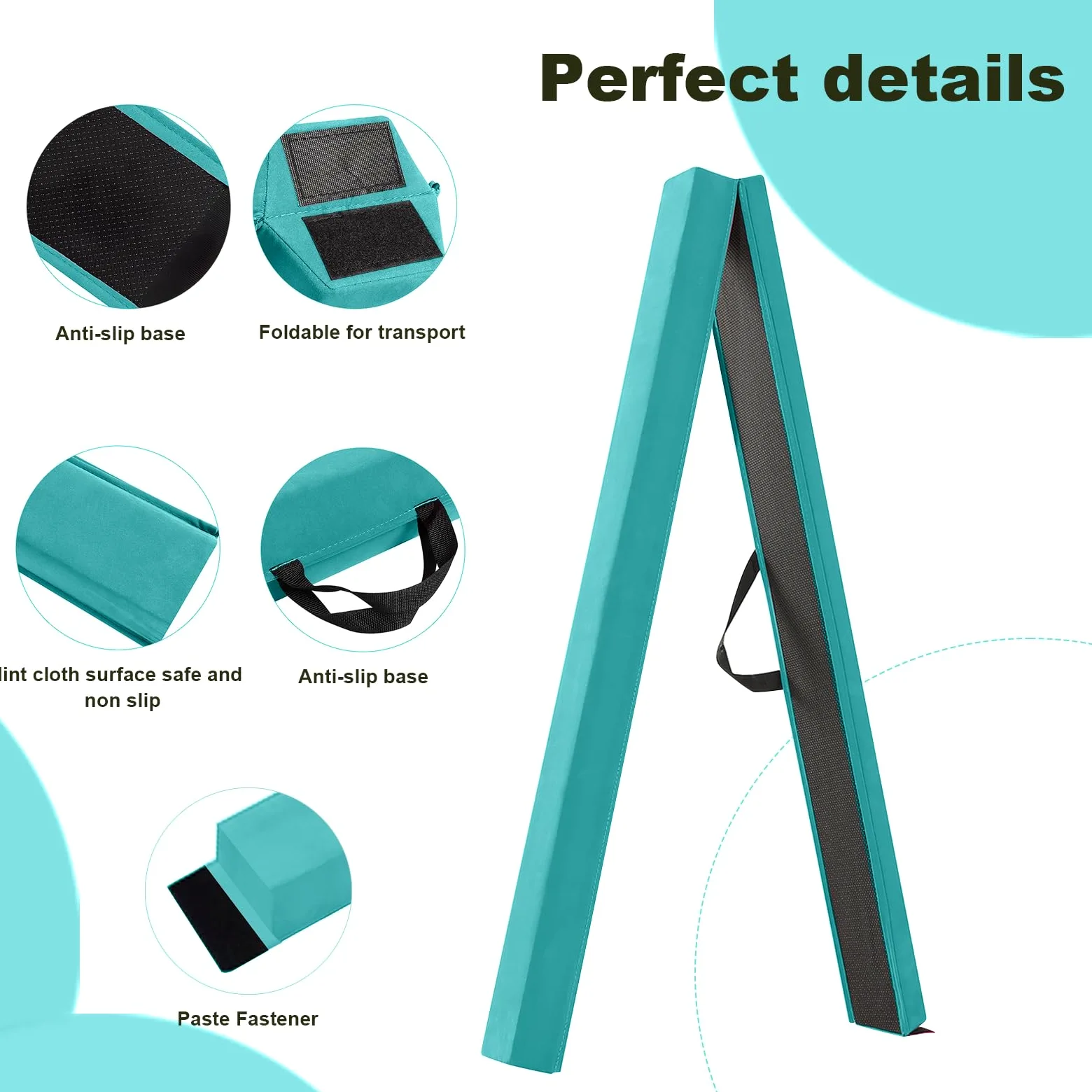 FBSPORT 240CM Faltender Schwebebalken, Gymnastik Balance Balken, Gymnastikboden Balken, Beflockungsschicht Balancierbalken, Balance Fitness Ausrüstung für Kinder