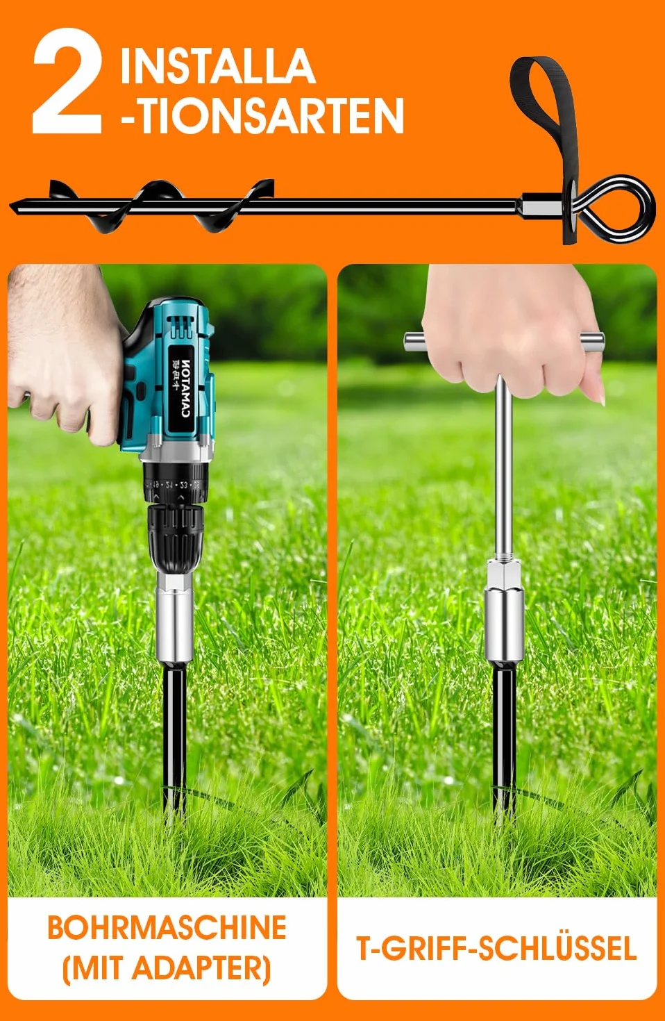 Bodenanker 4er Set - Heavy Duty Erdanker mit Gurten Resistant High Wind Zur Sicherung von Trampolinen, Zelten, Überdachungen, Schuppen, Wohnmobilen usw