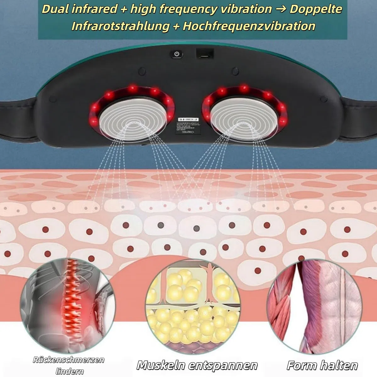 SlimKern Bauch Lipo Fettverbrenner-Elektrischer Kabelloser EMS-Gürtel mit Wärmetherapie Zweistufiger Vibrationsmassage Bauchweggürtel Bauchmuskeltrainer für Damen Ideal für Zuhause,Büro Reisen